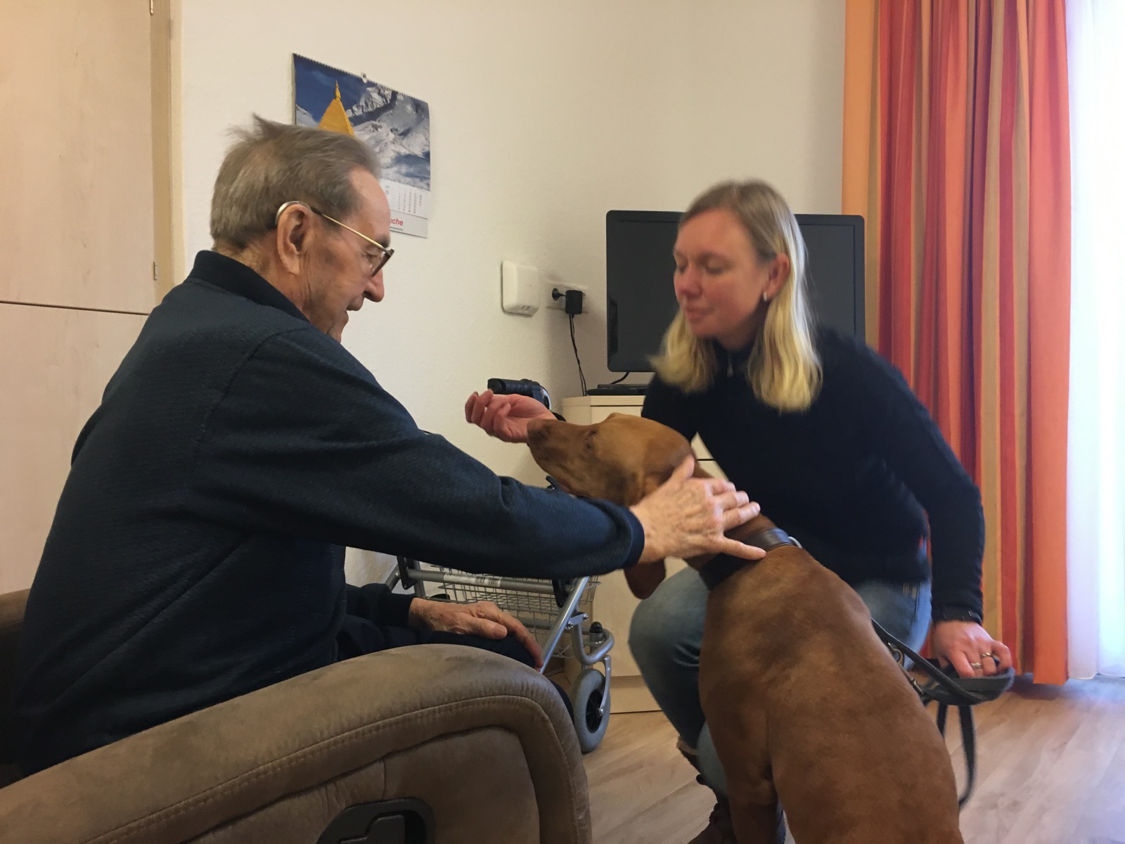Diana begleitet einen Kontakt zwischen Mensch und Hund